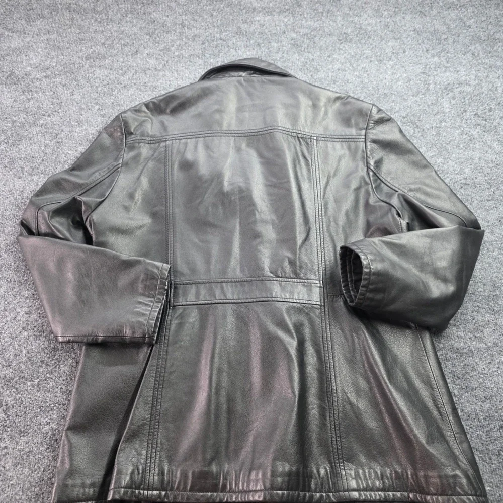 Wilsons Leather Jacket Black Car Coat Blazer Vintage Y2K Genuine Leather XL Mens